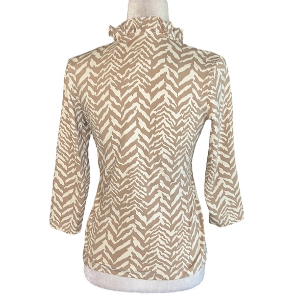 J. McLaughlin Durham Tan & Cream Zebra Print Ruffle Collar Top - XS - Picture 6 of 11